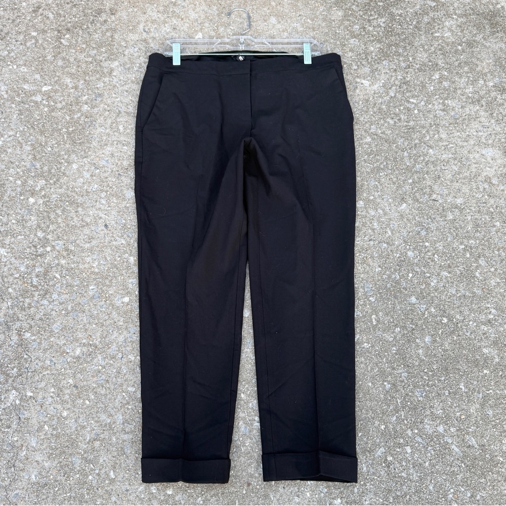 Eileen Fisher Black Pleated Wool Viscose Trouser Pants Size 10 - Picture 2 of 8